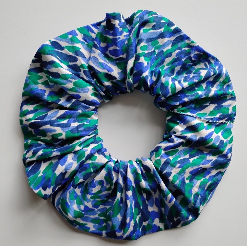 Liberty Art Fabric Scrunchie Hula Hula Blue Green Abstract Tropical Italy